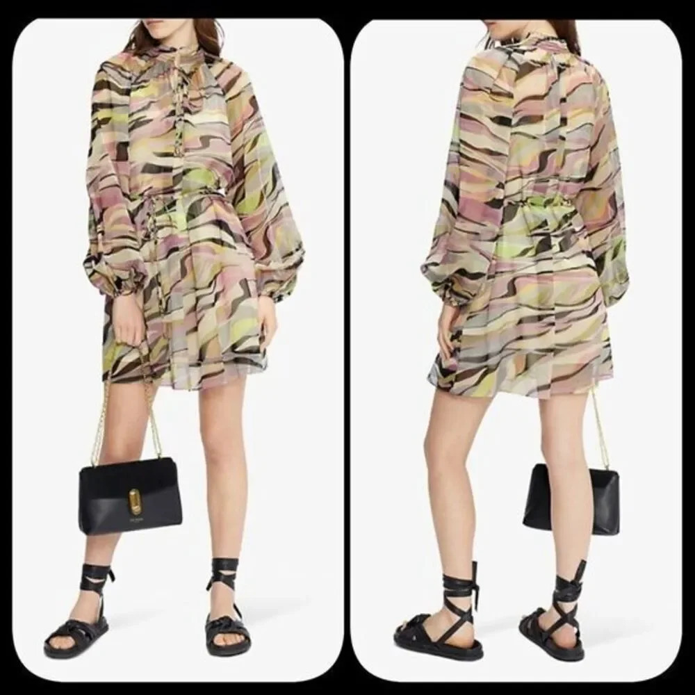 Ted Baker London Zeena Abstract Print Woven Mini Dress 00 Pink NWT